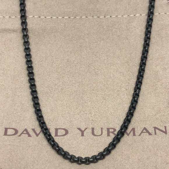 David Yurman  3mm BOX CHAIN NECKLACE DARKENED STAINLESS STEEL 26” - Picture 1 of 4